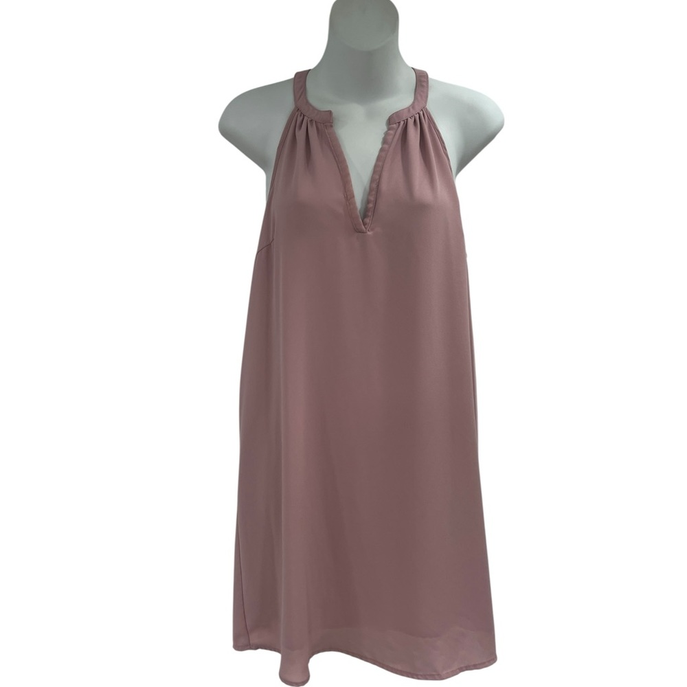 Pink Rose Blush Sleeveless Chiffon Like Dress size Medium Pretty Feminine Dress